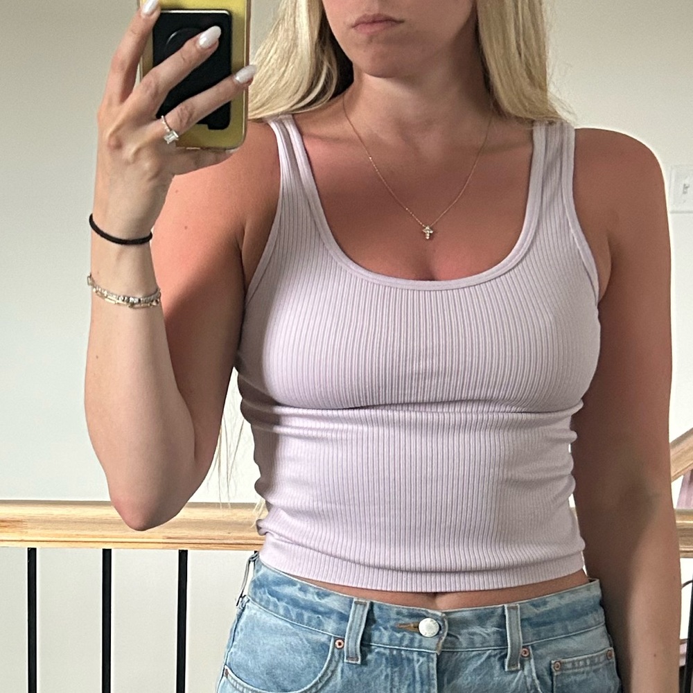 a new day Lavender Ribbed Scoop Tank